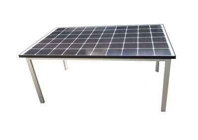 Solar-Gartentisch für 4-6 Personen- Jetzt neu: Platte und Rahmen in schwarz und 365 WP Spitzenleistung ohne Aufpreis