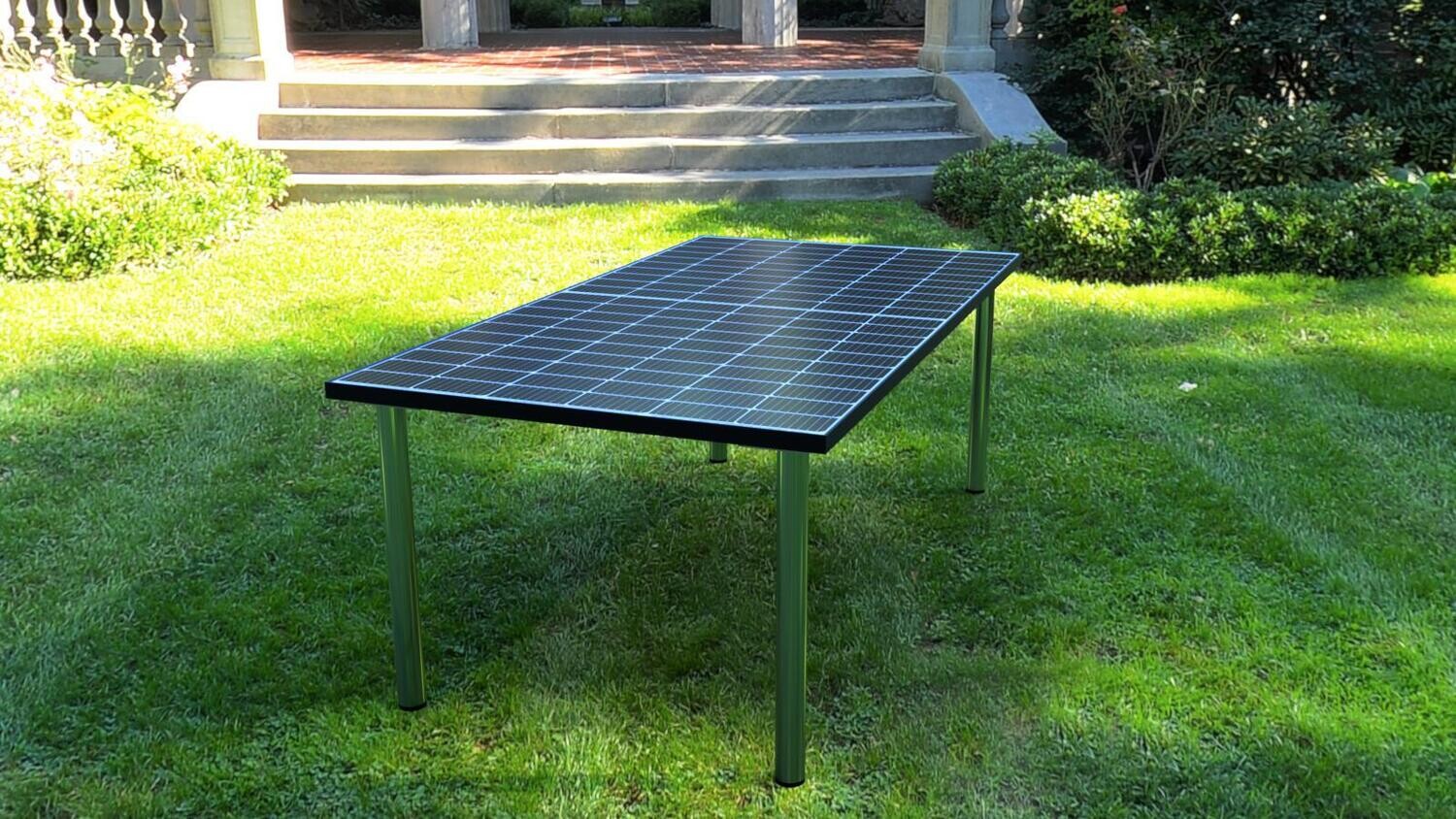 Solar-Gartentisch XL für 6-8 Personen - Jetzt neu: ca. 460 WP Spitzenleistung, Höhe anpassbar, Tischbeine rund oder eckig