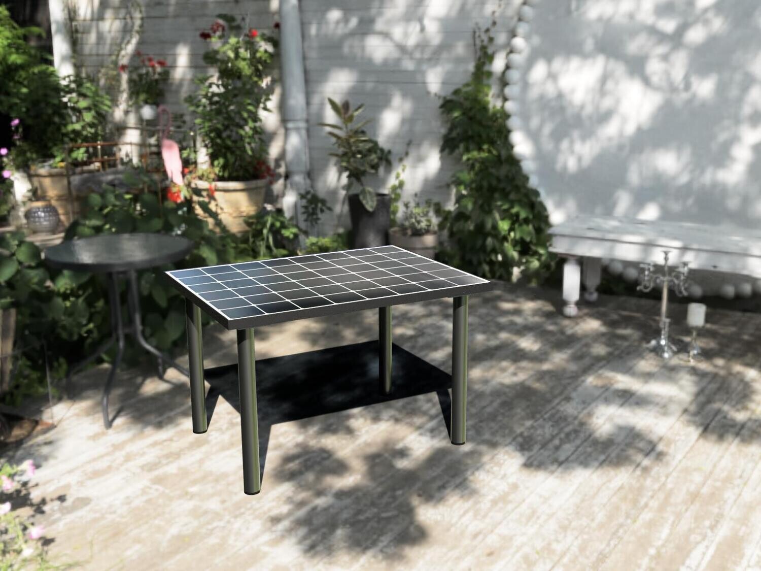Solar-Balkontisch, Loungetisch oder Beistelltisch, 107 x 80 cm mit 180 WP -  Höhe wählbar, Beine rund oder eckig wählbar