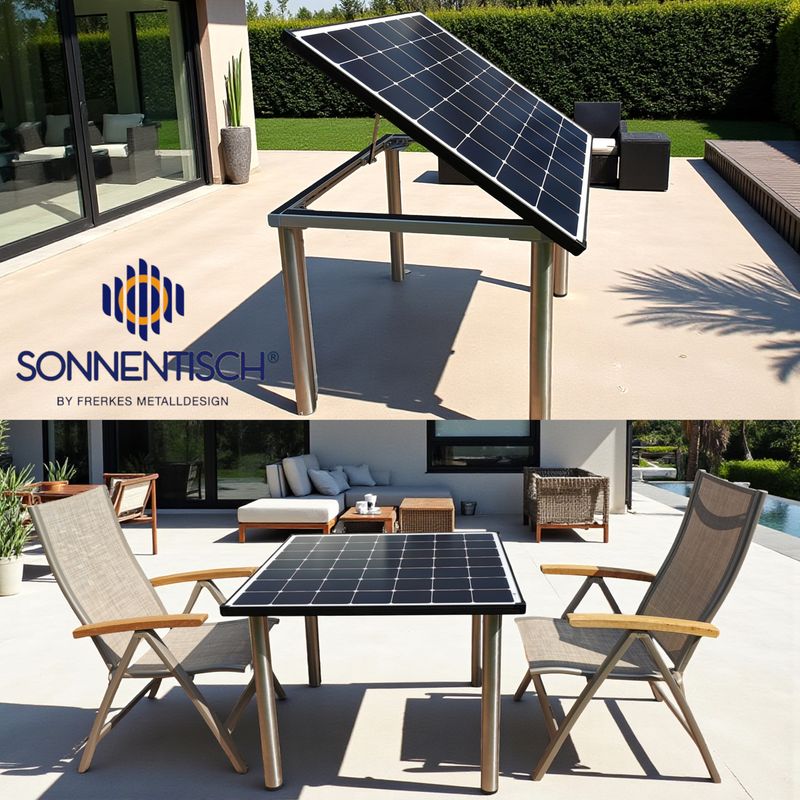 Solartisch 94 x 94 cm mit 190 WP - Höhe, Winkelverstellung und Tischbeine wählbar Solartisch 94 x 94 cm mit 190 WP - Höhe, Winkelverstellung und Tischbeine wählbar