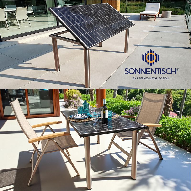 Solartisch 131 x 76,5 cm mit 210 WP - Höhe, Winkelverstellung und Tischbeine wählbar Solartisch 131 x 76,5 cm mit 210 WP - Höhe, Winkelverstellung und Tischbeine wählbar