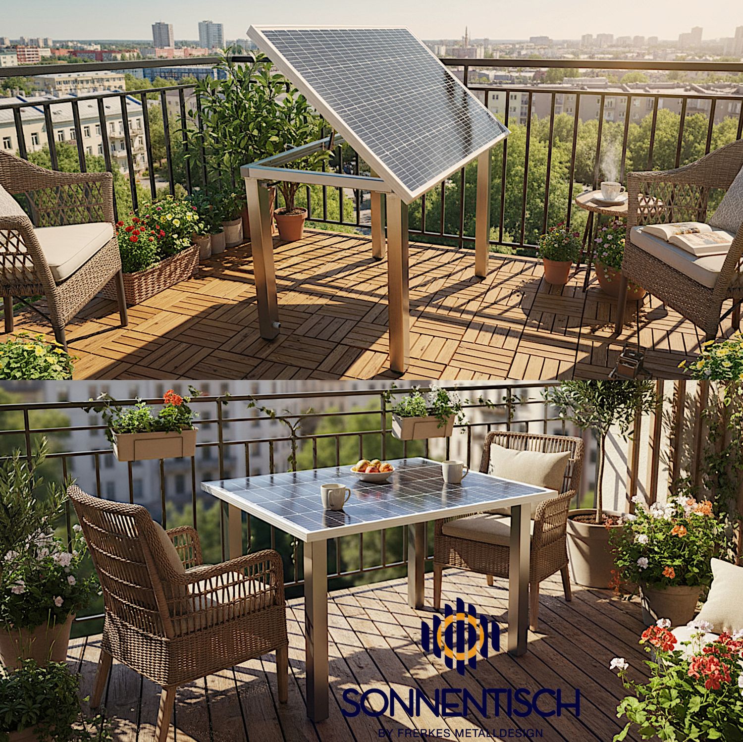 Solartisch 120 x 77,5 cm mit 180 WP  - Höhe, Winkelverstellung und Tischbeine wählbar