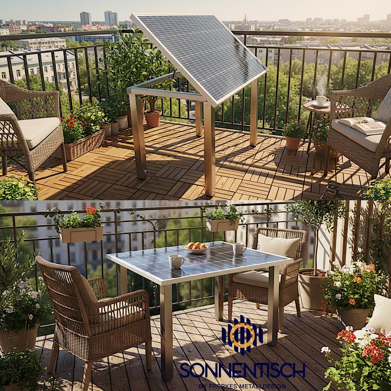 Solartisch 120 x 77,5 cm mit 180 WP  - Höhe, Winkelverstellung und Tischbeine wählbar