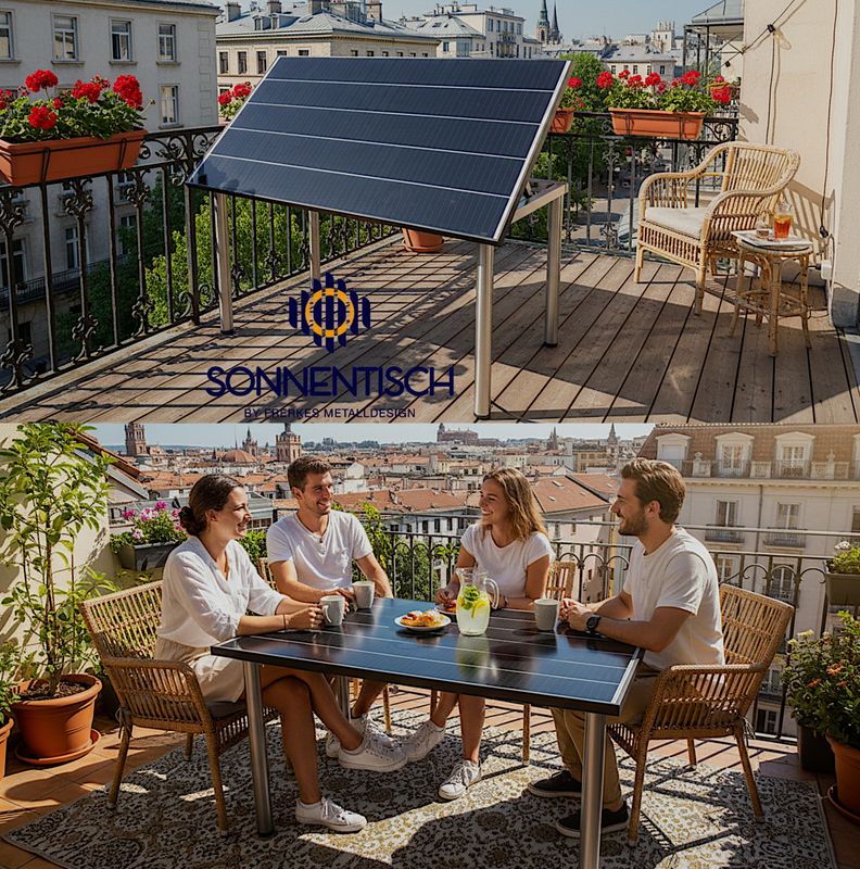 Solartisch 155 x 87 cm mit 275 WP - Höhe, Winkelverstellung und Tischbeine wählbar