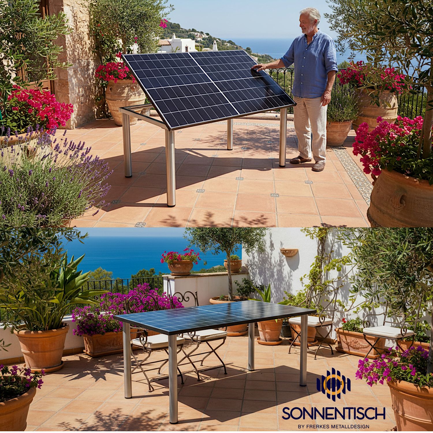 Solartisch, Gartentisch 176x113 cm jetzt mit 455 WP , Tischbein-Form, Tischhöhe und Winkelverstellung wählbar Solartisch, Gartentisch 176x113 cm jetzt mit 455 WP , Tischbein-Form, Tischhöhe und Winkelverstellung wählbar