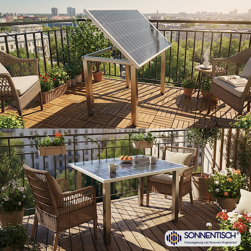 Solartisch 120 x 77,5 cm mit 180 WP  - Höhe, Winkelverstellung und Tischbeine wählbar