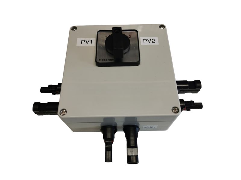 Solar-Umschalter, PV-Umschalter 2 auf 1 – 2 Module auf 1 Wechselrichter oder 1 Modul auf 1 WR oder 1 Powerstation umschalten