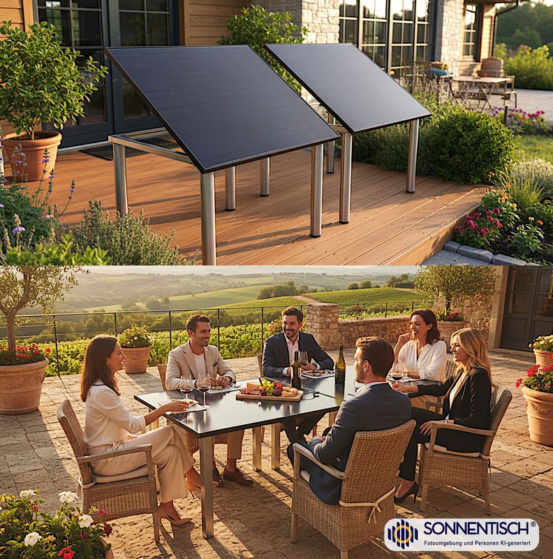 Exklusives Solartisch Duo Set - 2x325WP , Gesamtfläche ca. 262x113 cm - Winkelverstellung inklusive
