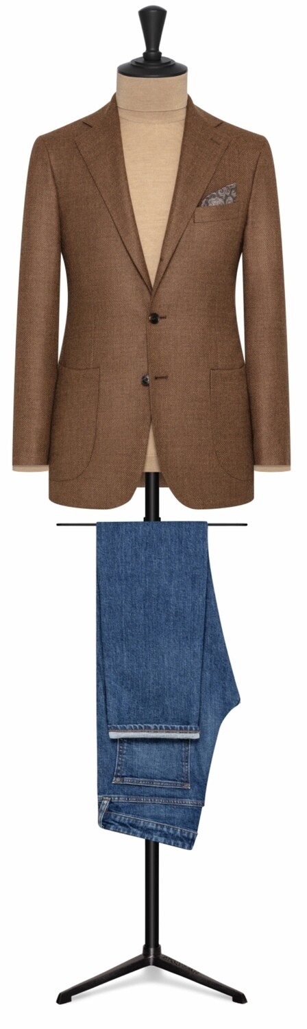 English Tan Notch Lapel Roll To Two Button Model