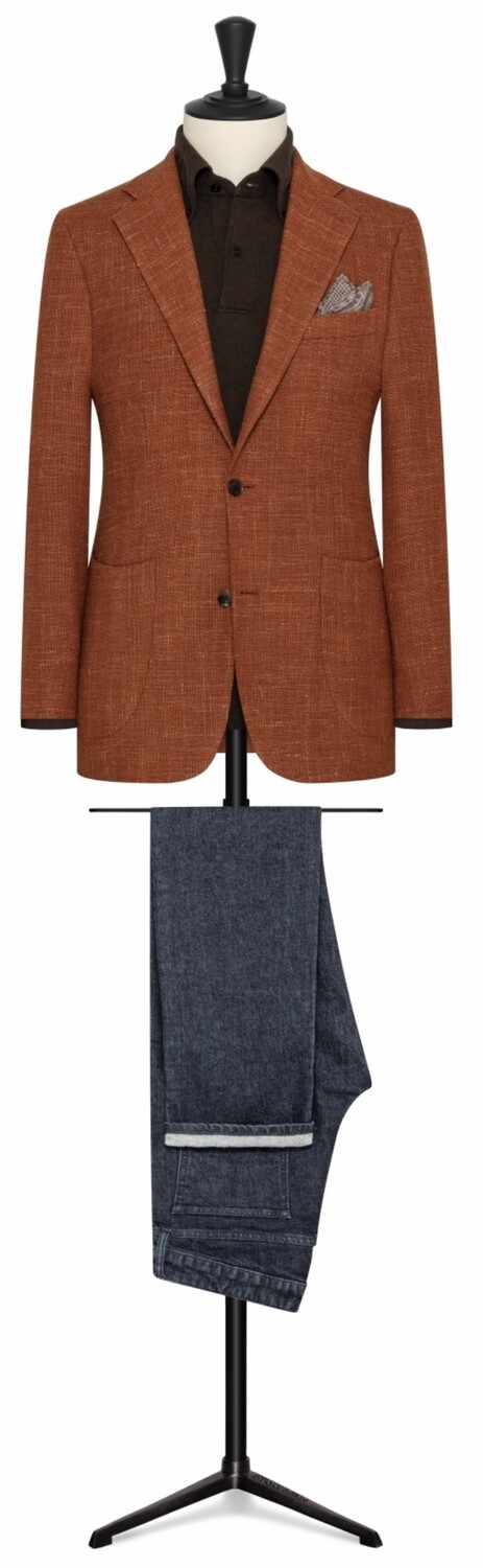 Burnt Orange Single Breasted Two Button Notch Lapel Model w/ Lower Patch Pockets