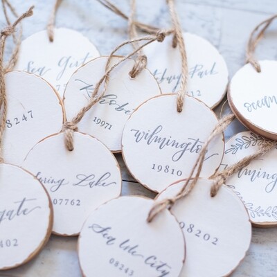 Letter Pressed Wood Round Ornaments