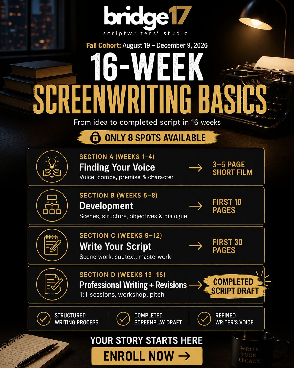 Fall '26 - Writing Class Two-Hour Sessions (16 weeks)