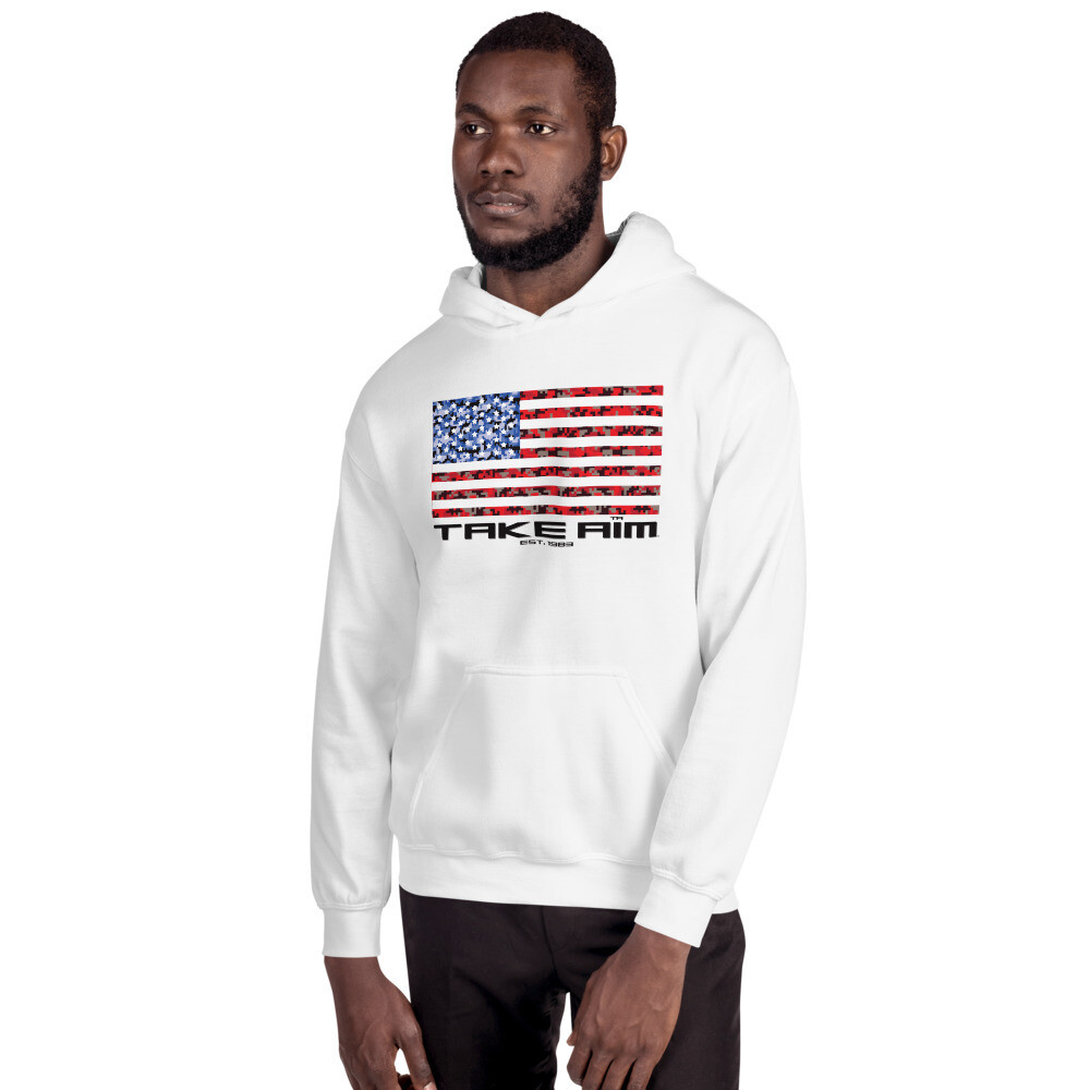 Take Aim American Flag Hooded Sweatshirt, Size: S