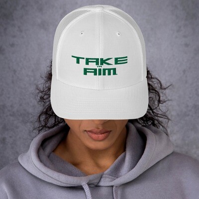 Take Aim White/Green Trucker Cap