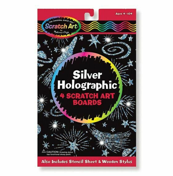 Silver Holographic Scratch Art Board
