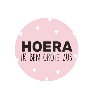 Cadeausticker Hoera ik ben grote zus per 12 stuks.
