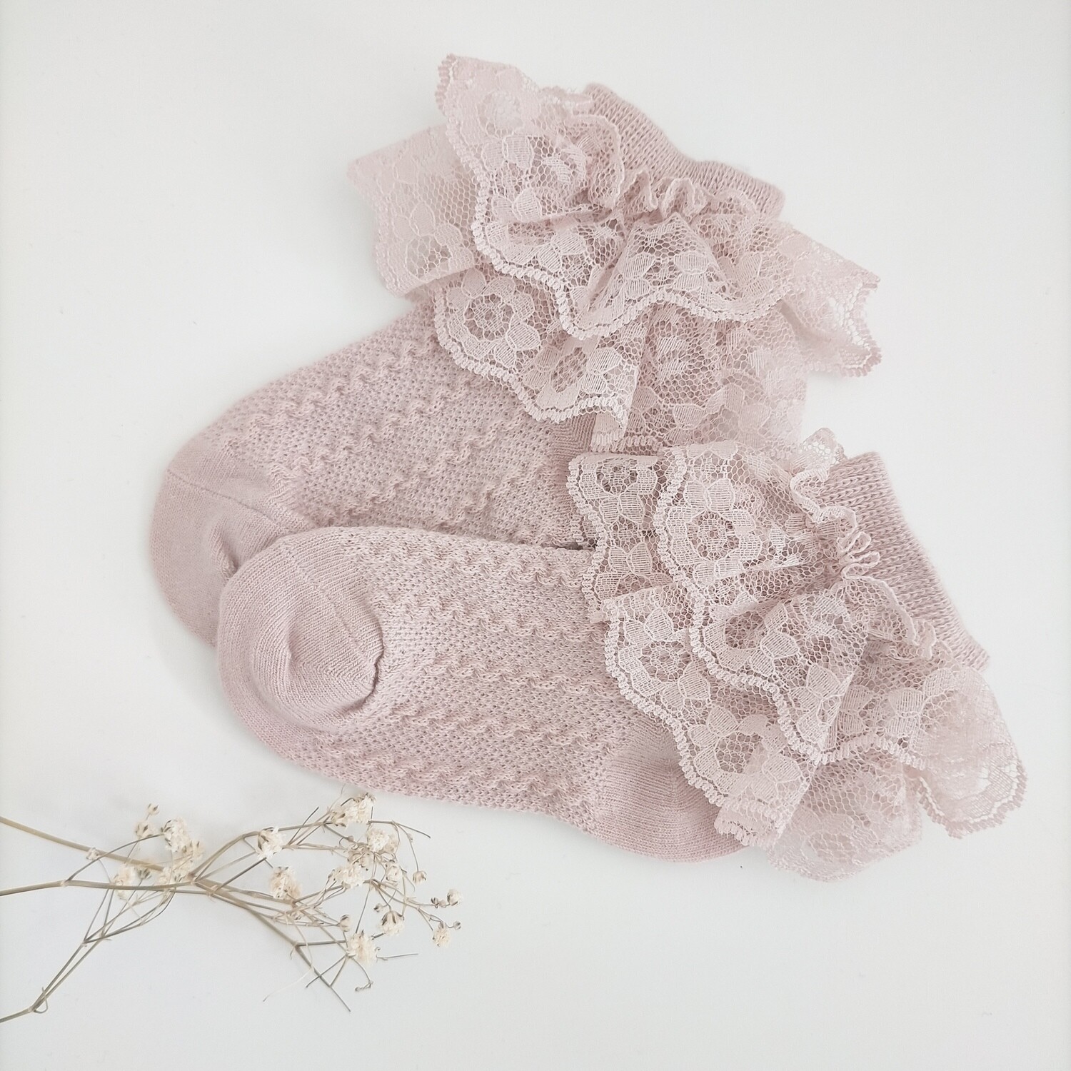 Sokjes met kant | Roze