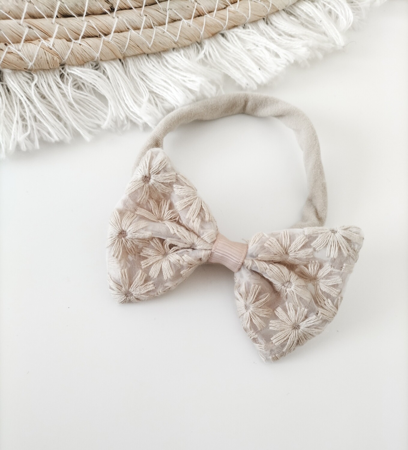 NEWBORN haarband met strik | Fiore Beige