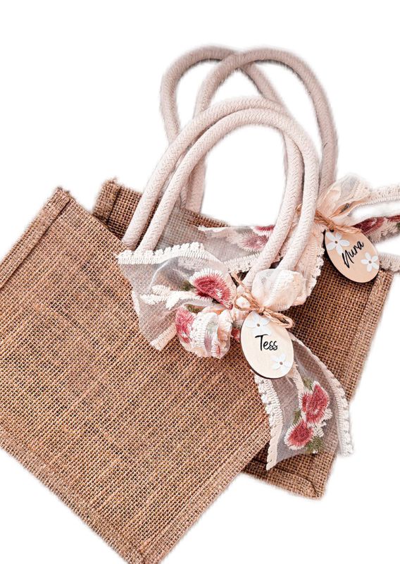Jute tasje incl paashanger met naam