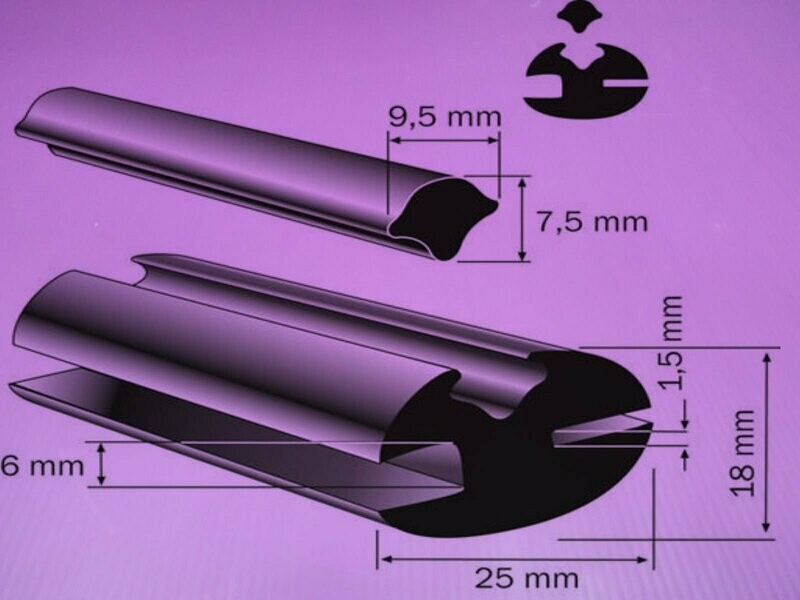 Profilgummi Fensterdichtung Scheibengummi Universalprofil 25 mm breit 1,5/6 mm