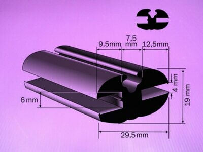 Profilgummi Fensterdichtung Scheibengummi Universalprofil 29mm breit 6/4 mm