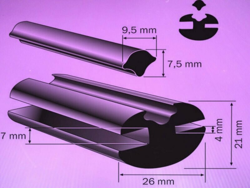 Profilgummi Fensterdichtung Scheibengummi Universalprofil 26 mm breit 7/4 mm