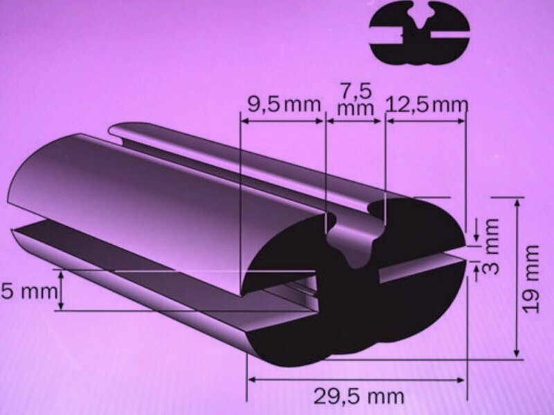 Profilgummi Fensterdichtung Scheibengummi Universalprofil 29mm breit  3/5 mm