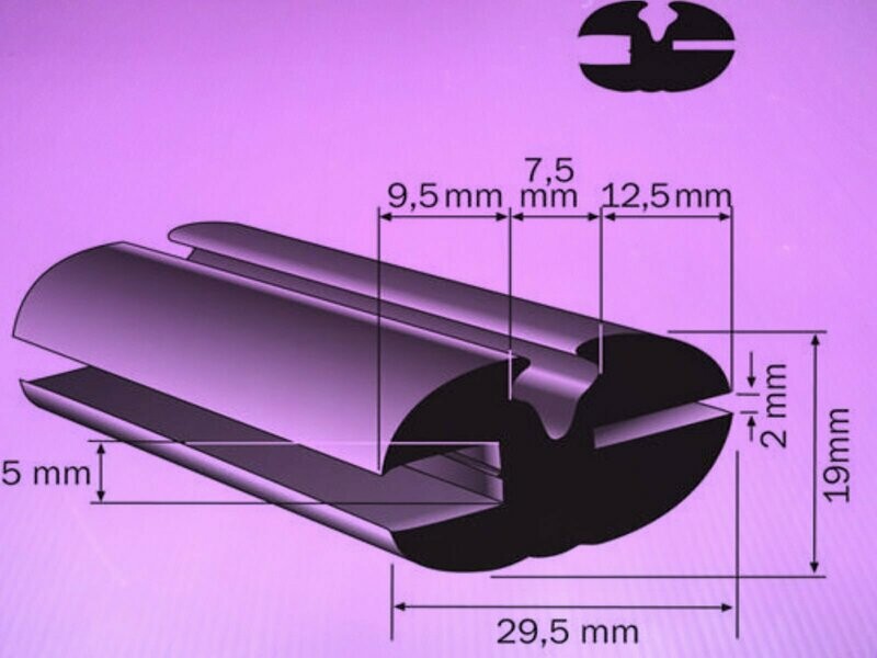 Profilgummi Fensterdichtung Scheibengummi Universalprofil 29,5 mm breit 2/5 mm