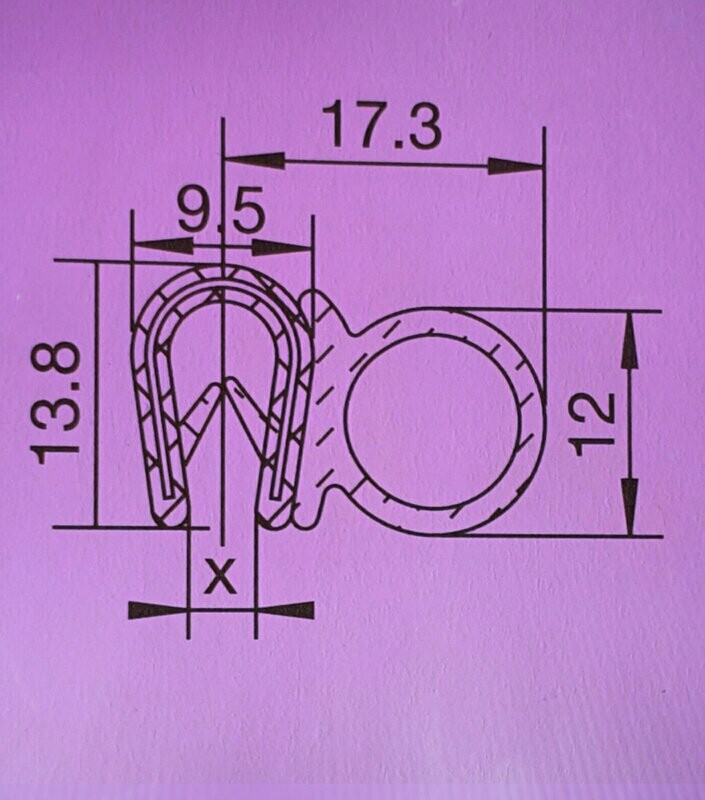 Profildichtung Steckprofil Kantenschutz Dichtprofil 13,8mm x 17,3mm