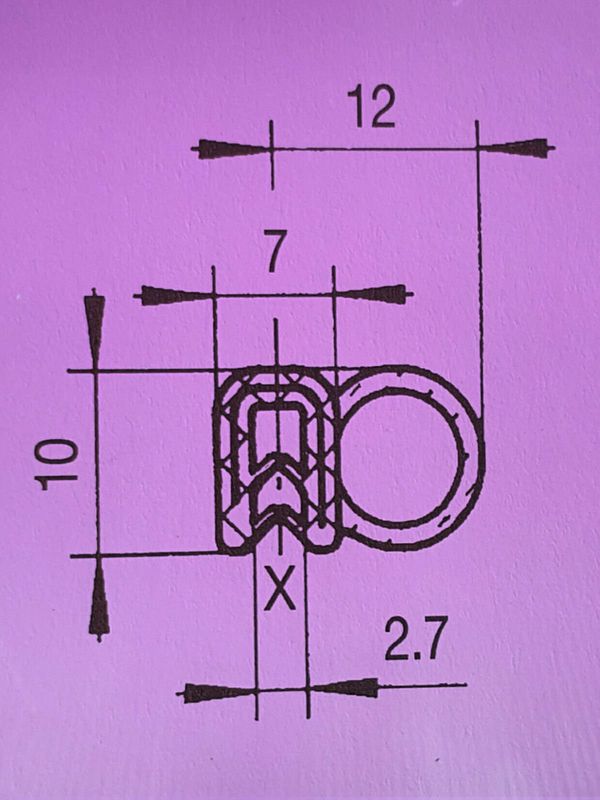 Profildichtung Steckprofil Kantenschutz Dichtprofil 10 mm x 12 mm