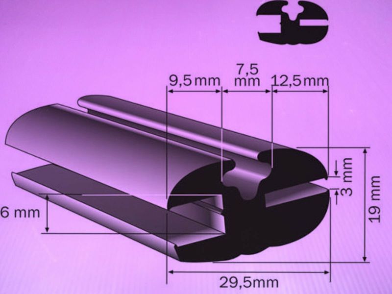 Profilgummi Fensterdichtung Scheibengummi Universalprofil 29mm breit 6/3 mm