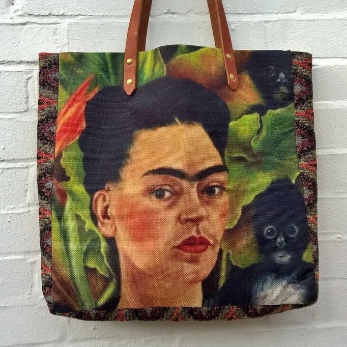 Two Monkey’s.            Handmade Frida Tote Bag