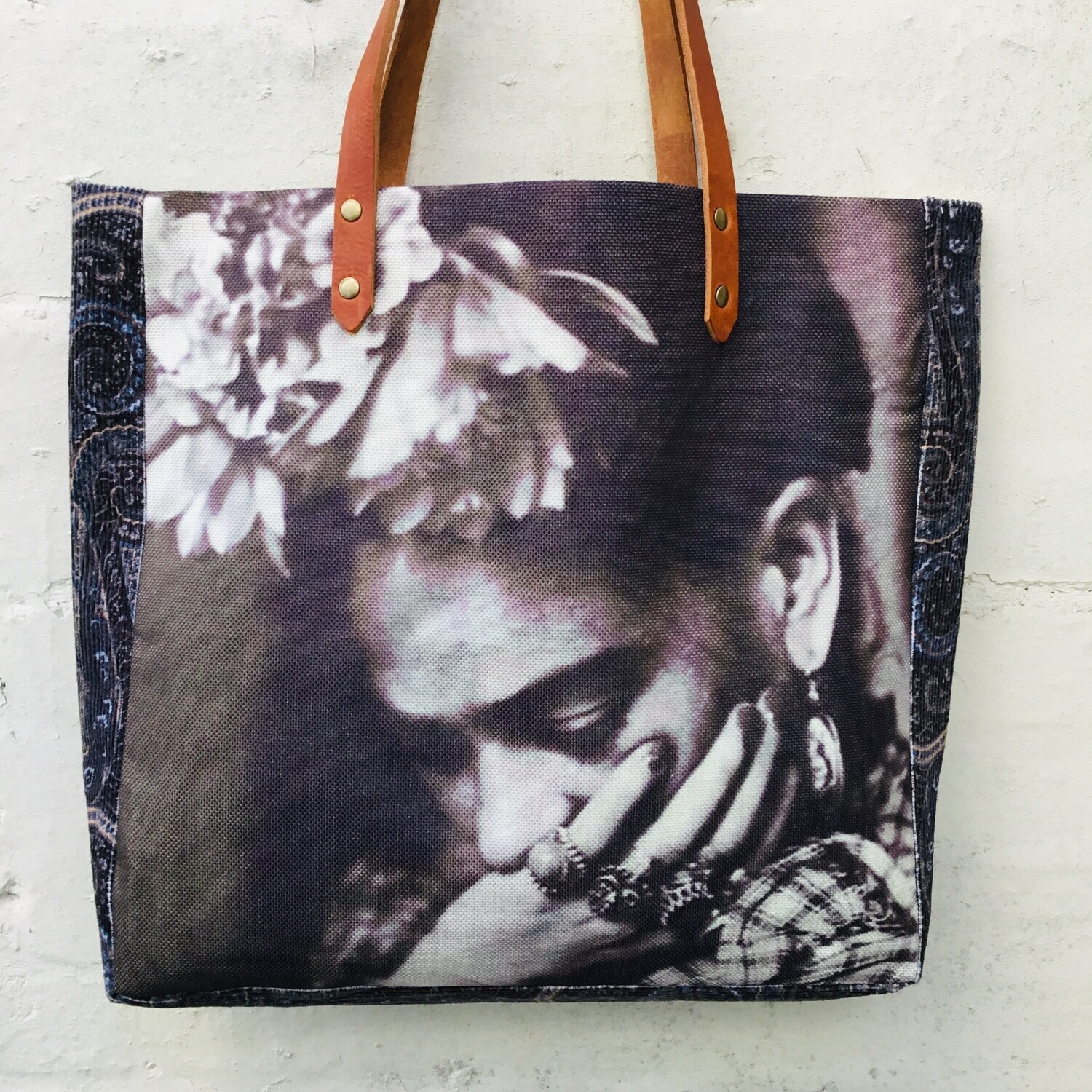 Head in Hands.          Handmade Frida Tote Bag