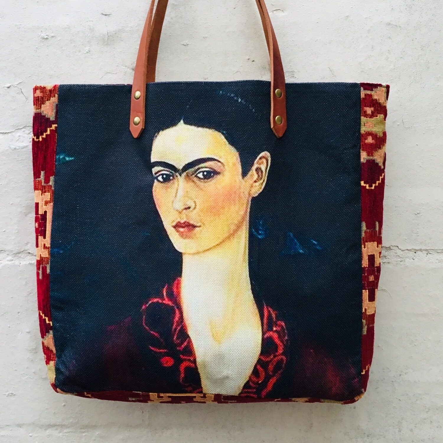 19 Portrait.    Handmade Frida Tote Bag