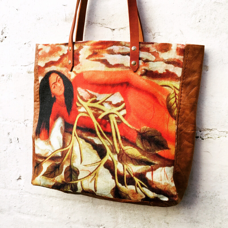 Roots.   Smaller Handmade Frida Tote Bag