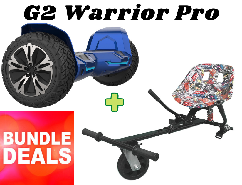 Blue G2 WARRIOR PRO 8.5" All Terrain Off Road Hoverboard Segway with Seat  Bundle Deal Manufactured by GYROOR