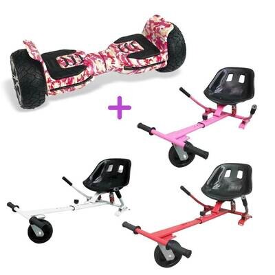 Camouflage Pink G5 XR PRO Water Resistant Hoverboard And HK8 Kart Bundle Full Suspension