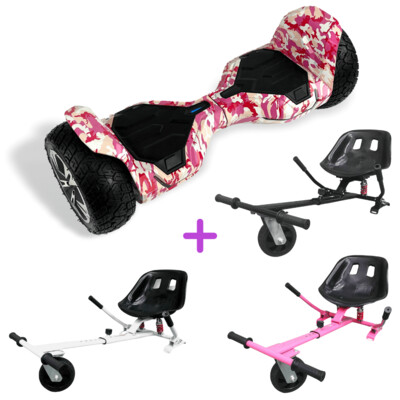 CAMO PINK G2 WARRIOR PRO 8.5" Hoverboard with seat Dual Suspension HK8 HoverKart Bundle Deal