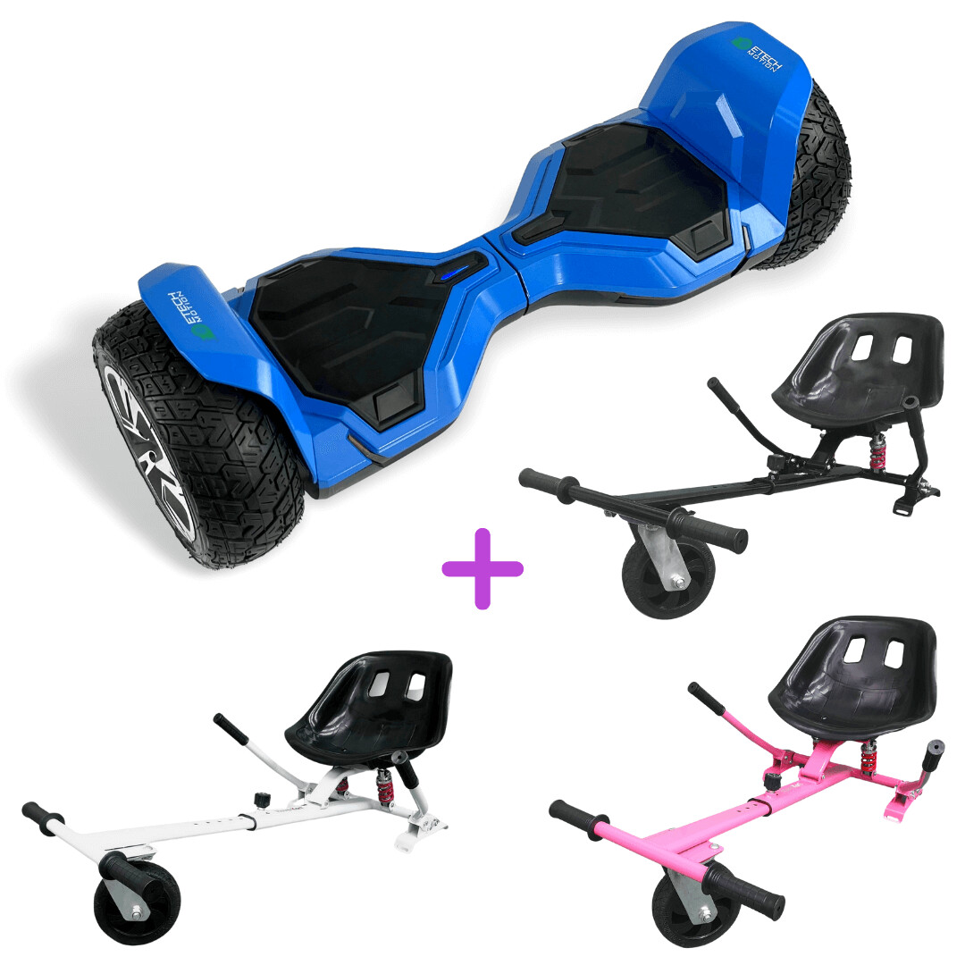 BLUE G2 WARRIOR PRO 8.5" Hoverboard with seat Dual Suspension HK8 HoverKart Bundle Deal