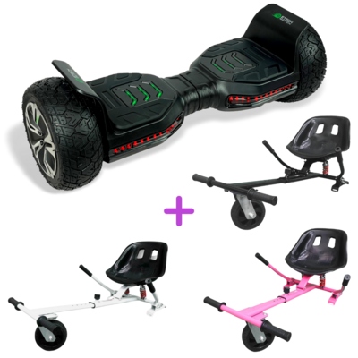 Black G5 XR PRO Water Resistant Hoverboard + HK8 Full Suspension Kart Bundle 