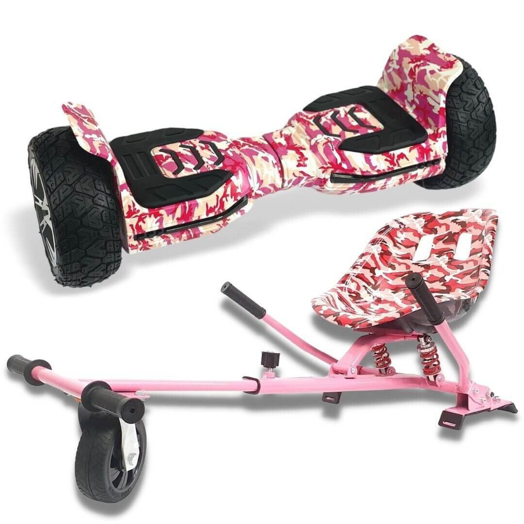 G5 XR PRO Off Road Water resistant Hoverboard + Dual Suspension HK8 HoverKart in Camouflage Pink Bundle