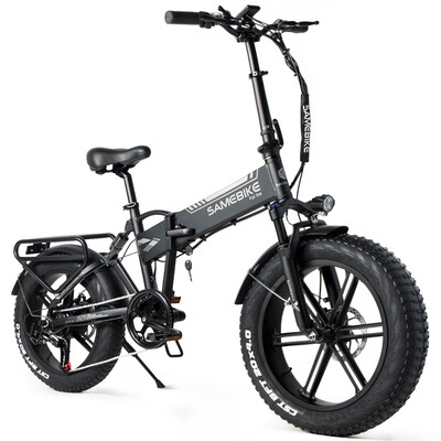 SAMEBIKE Fat Tyre Folding Electric Bike 48V 500W Full Suspension Black