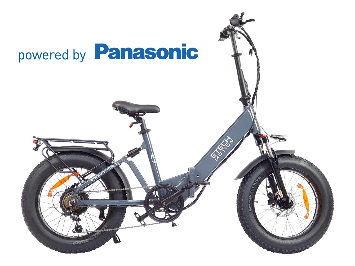 E7 Low Step Fat Tyre Folding Electric Bike Panasonic 48V 14Ah 500W Grey