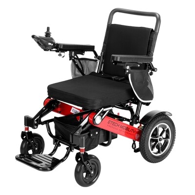 Lightweight Electric Wheelchair | 160KG Load | Powerchair RED/BLACK