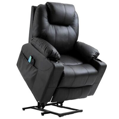 Comfort Heat Massage Sofa Chair with Riser &amp; Recliner Black