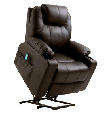 Comfort Heat Massage Sofa Chair with Riser &amp; Recliner Brown