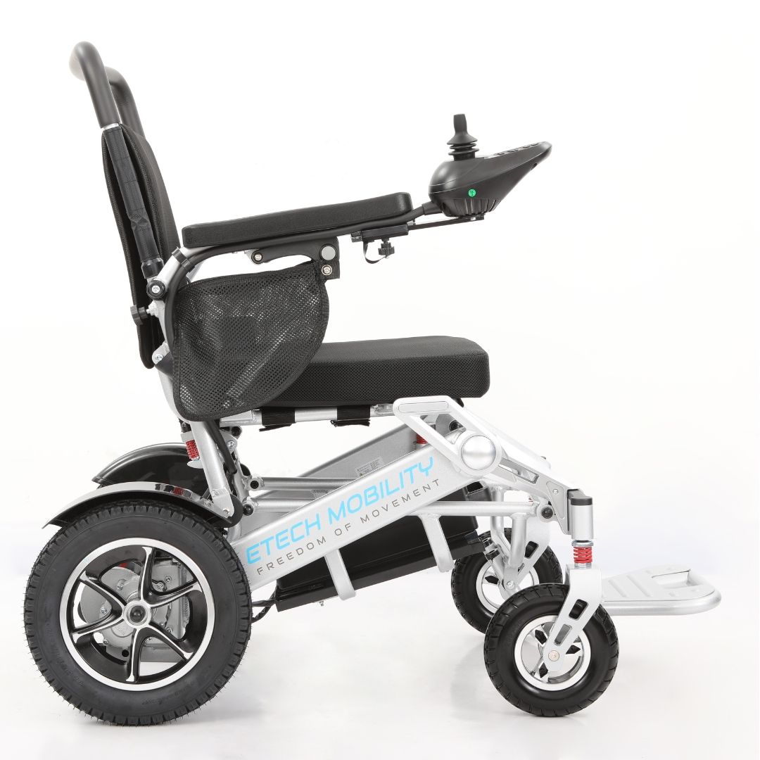 Premium Remote Control Electric Wheelchair | Instant Folding Powerchair SILVER, Seat width option: Not required, Battery option: 12Ah, 24V as standard, Colour: Silver