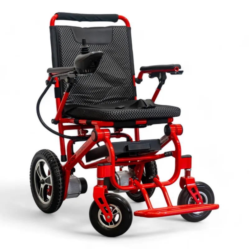 Ultra Lightweight Electric Wheelchair | Instant Folding 20 kg LiteMax 2 Red Ultra Lightweight Electric Wheelchair | Instant Folding 20 kg LiteMax 2 Red