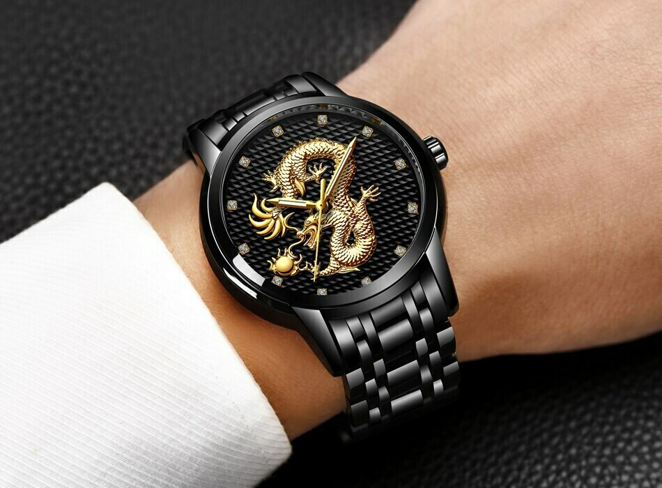 Black Golden Dragon Watch