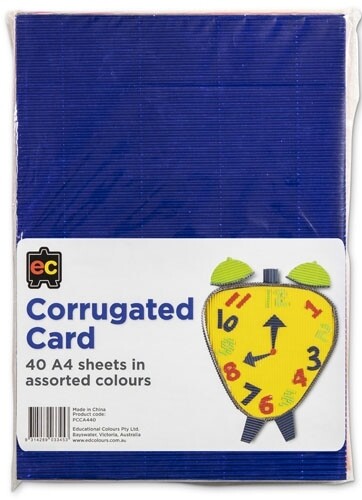 Corrugated Card Assorted Colours A4 Packet 40